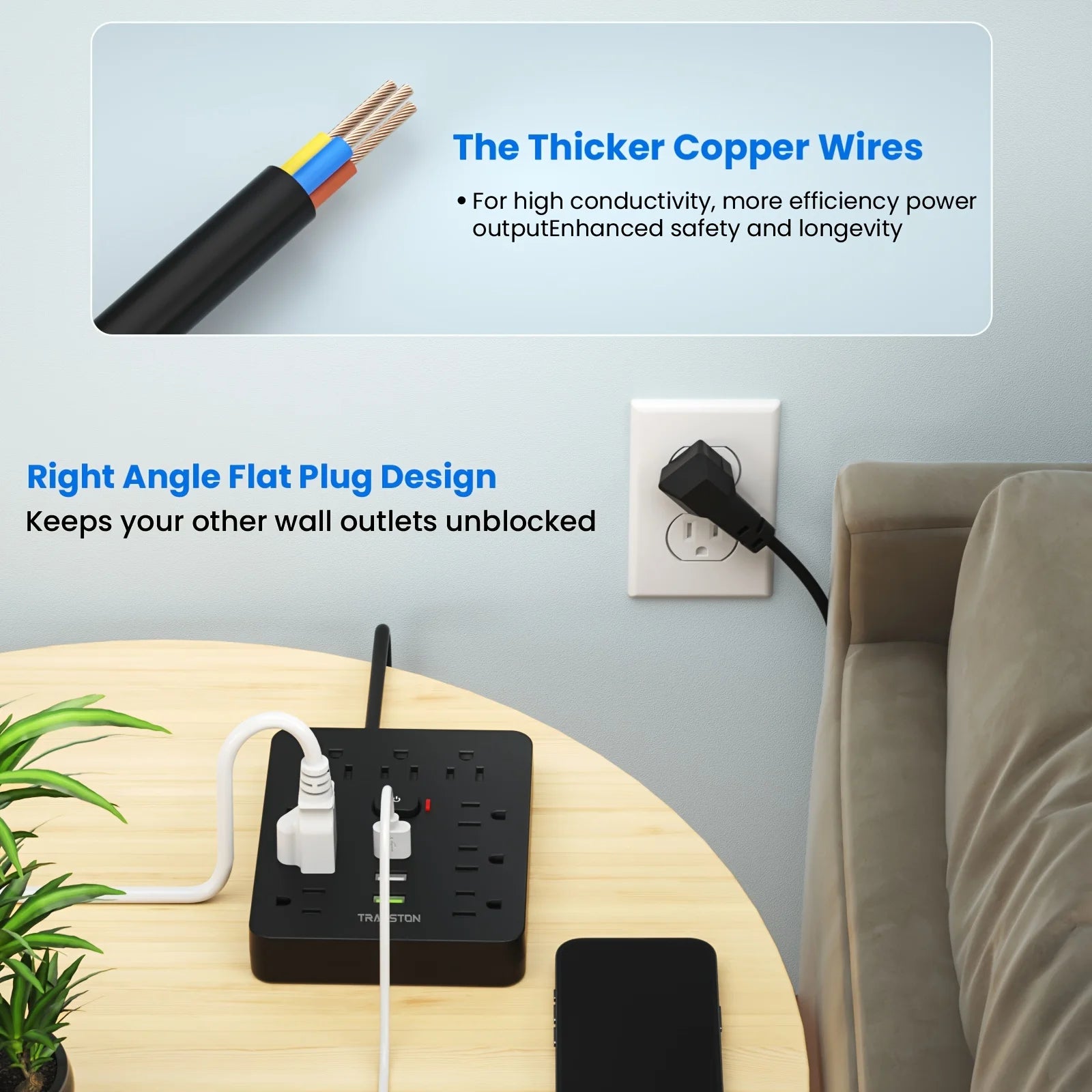 Power Module /Surge 9 power 3 USB 5ft Cord Mountable