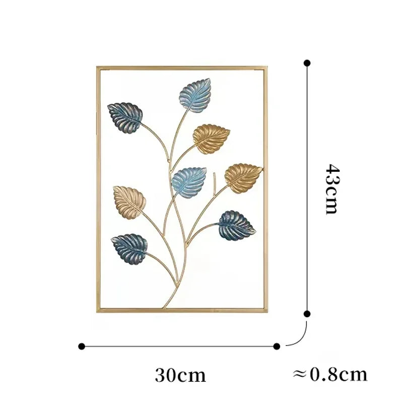 Nordic Retro Metallic Ginkgo Leaf Art Home