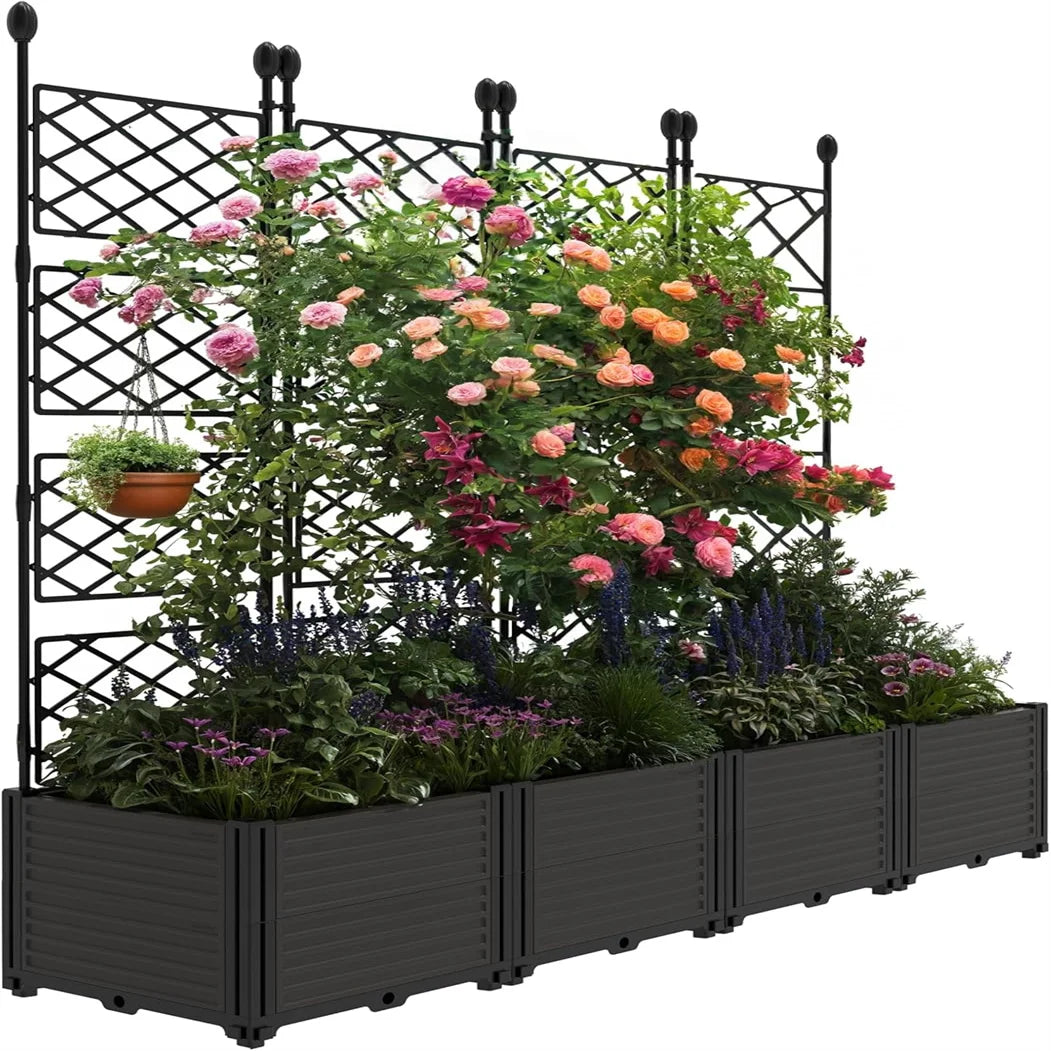 Raised Garden Bed Trellis Planter Privacy Screen