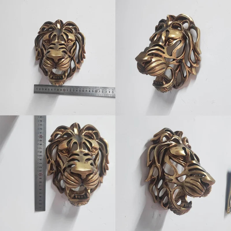 Art Sculpture Resin Lion Head Wall Hanging