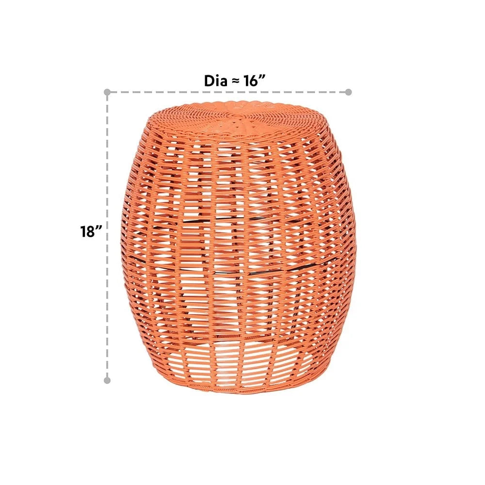 Wicker Metal Outdoor Table Stool Plant Stand