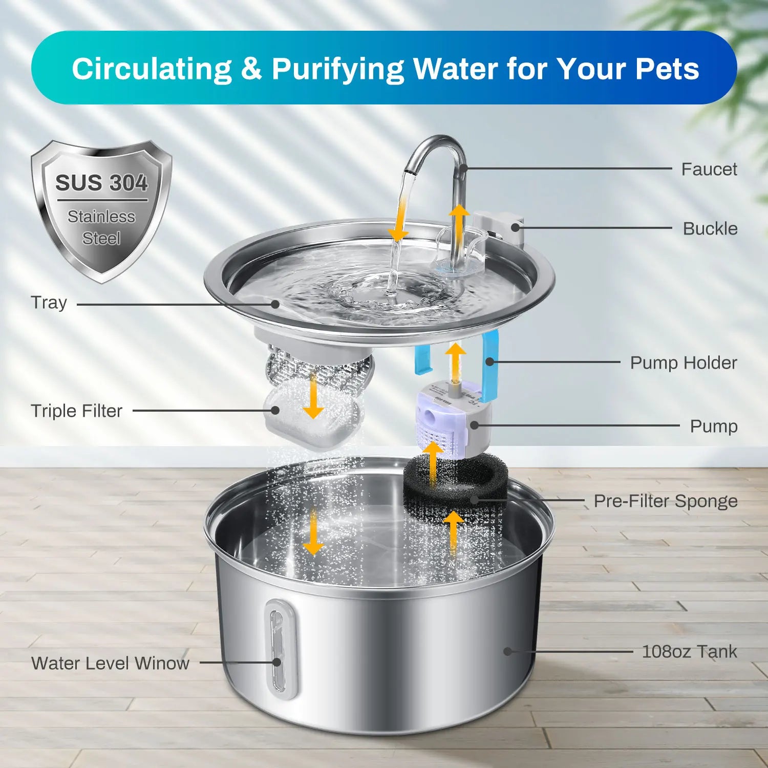 Pet Water Fountain Ultra Quiet Pump