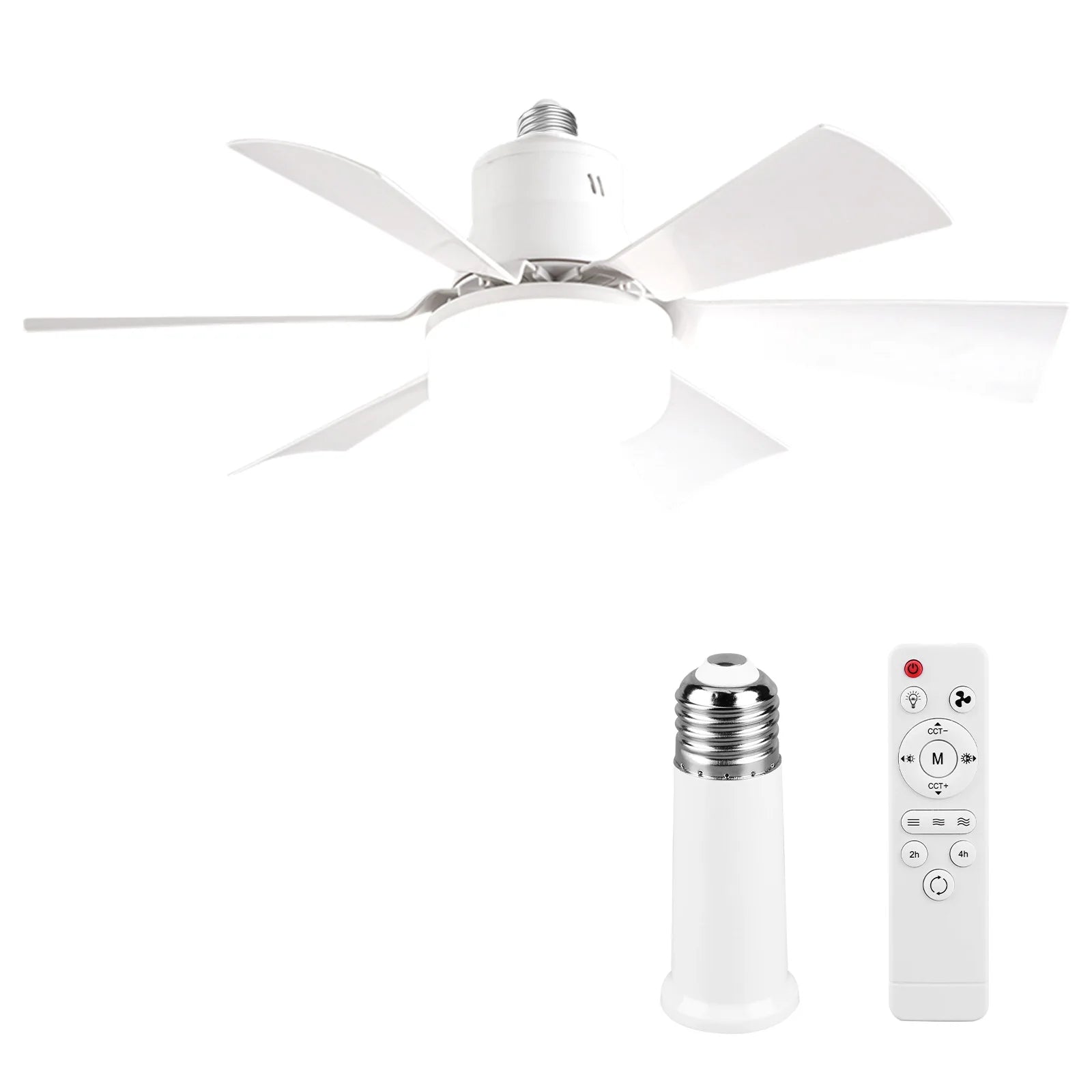 Screw in Ceiling Fan in Light Socket with Remote Ceiling Fan with Light 3 Speeds Dimmable for Bedroom Kitchen Living Room