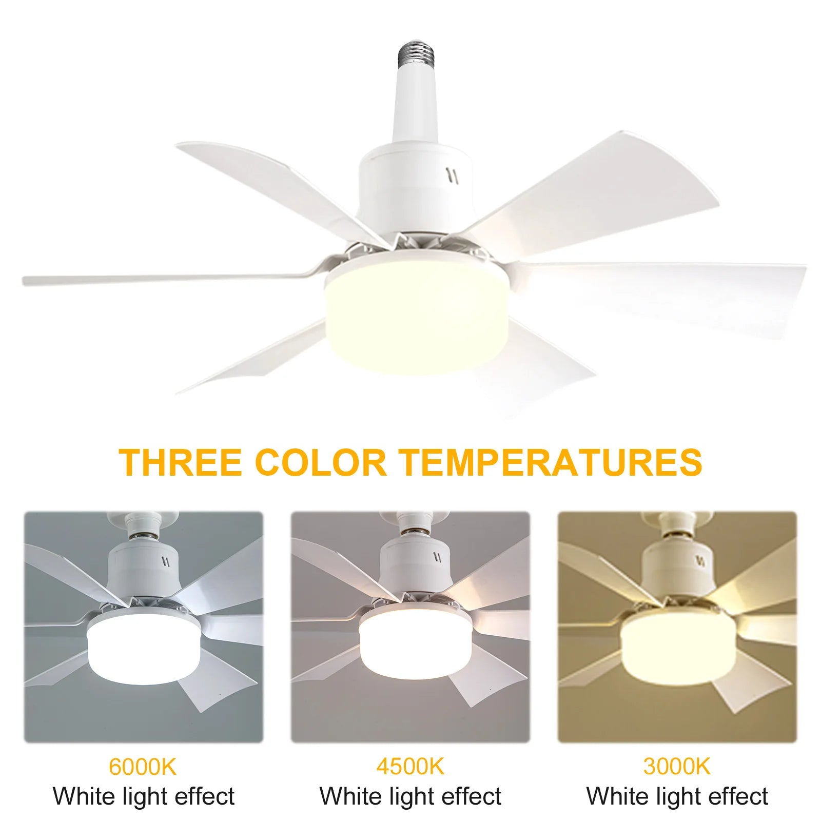 Screw in Ceiling Fan in Light Socket with Remote Ceiling Fan with Light 3 Speeds Dimmable for Bedroom Kitchen Living Room