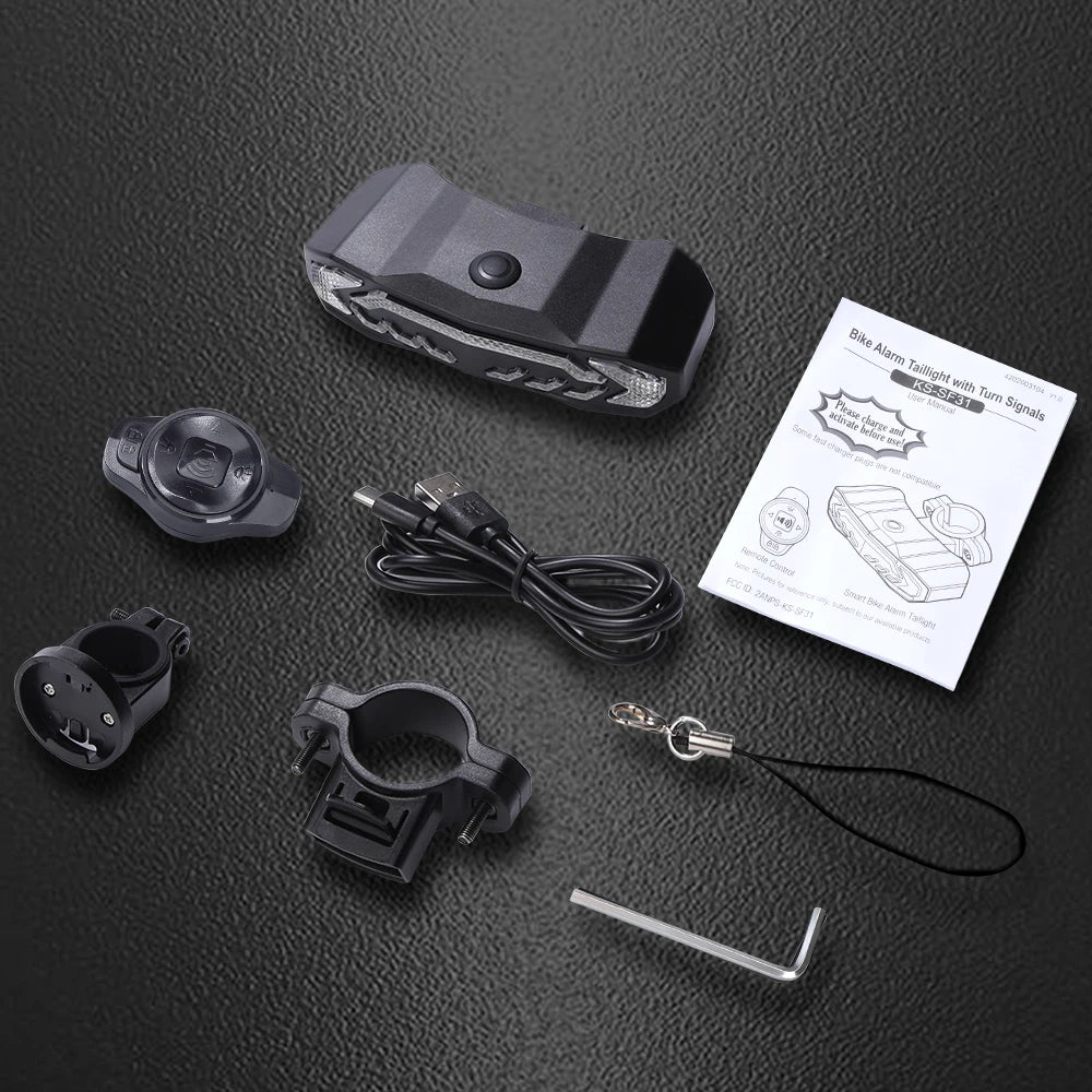 Bike Alarm Taillight Remote Control Vibration Detector