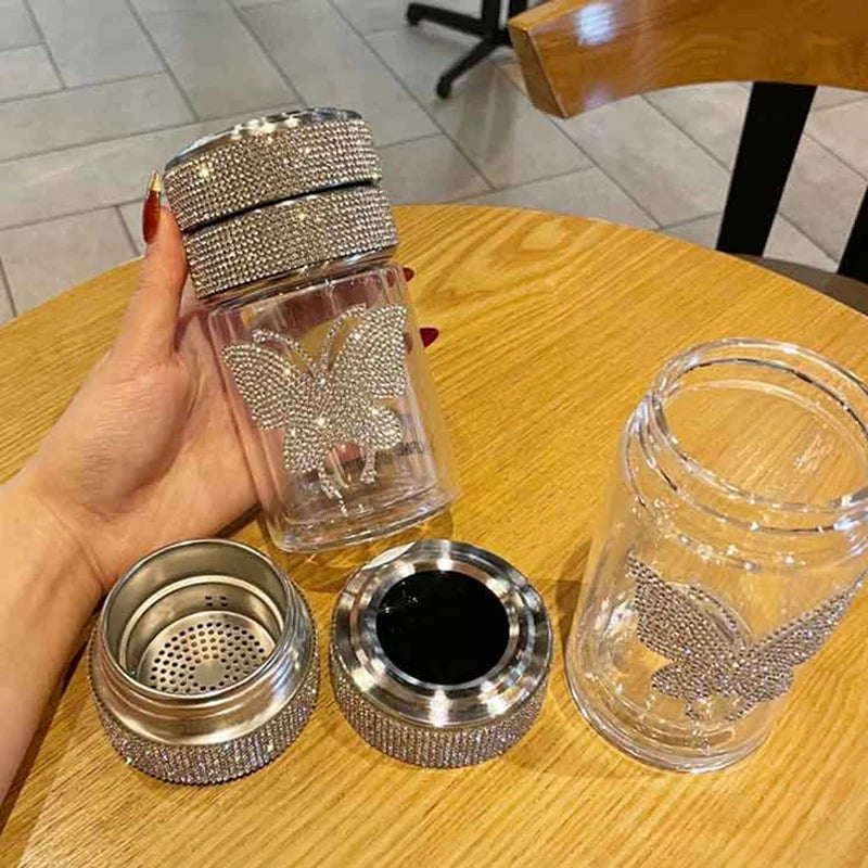 Double Wall Glass Water Bottle Temperature Display