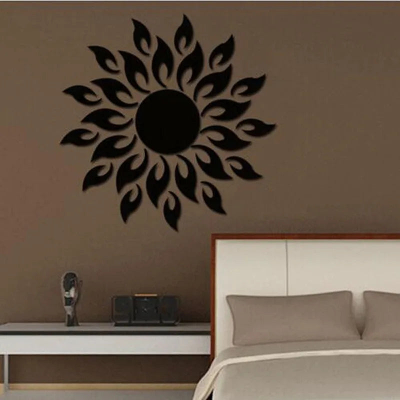 Mirror Sun Flower Art Removable Wall Sticker