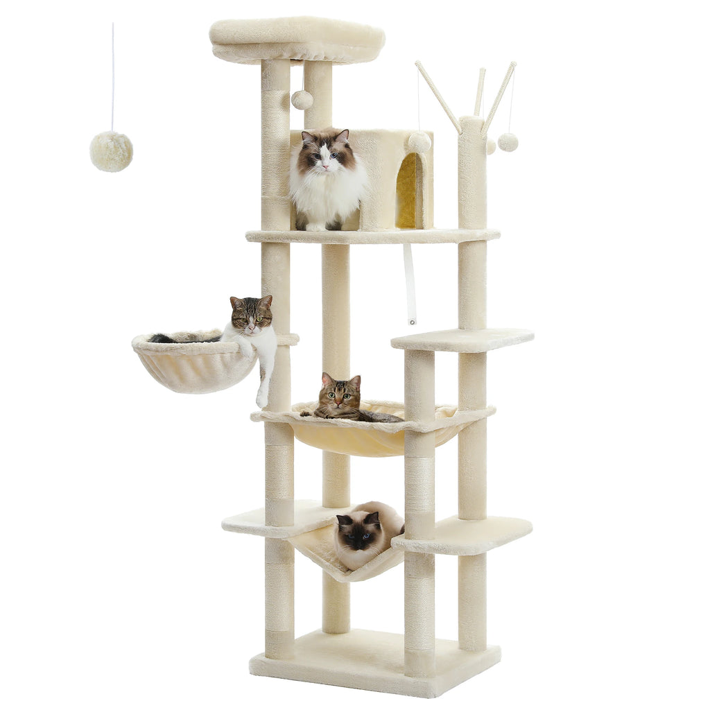 Tall Plush Cat Tower Multi-Level