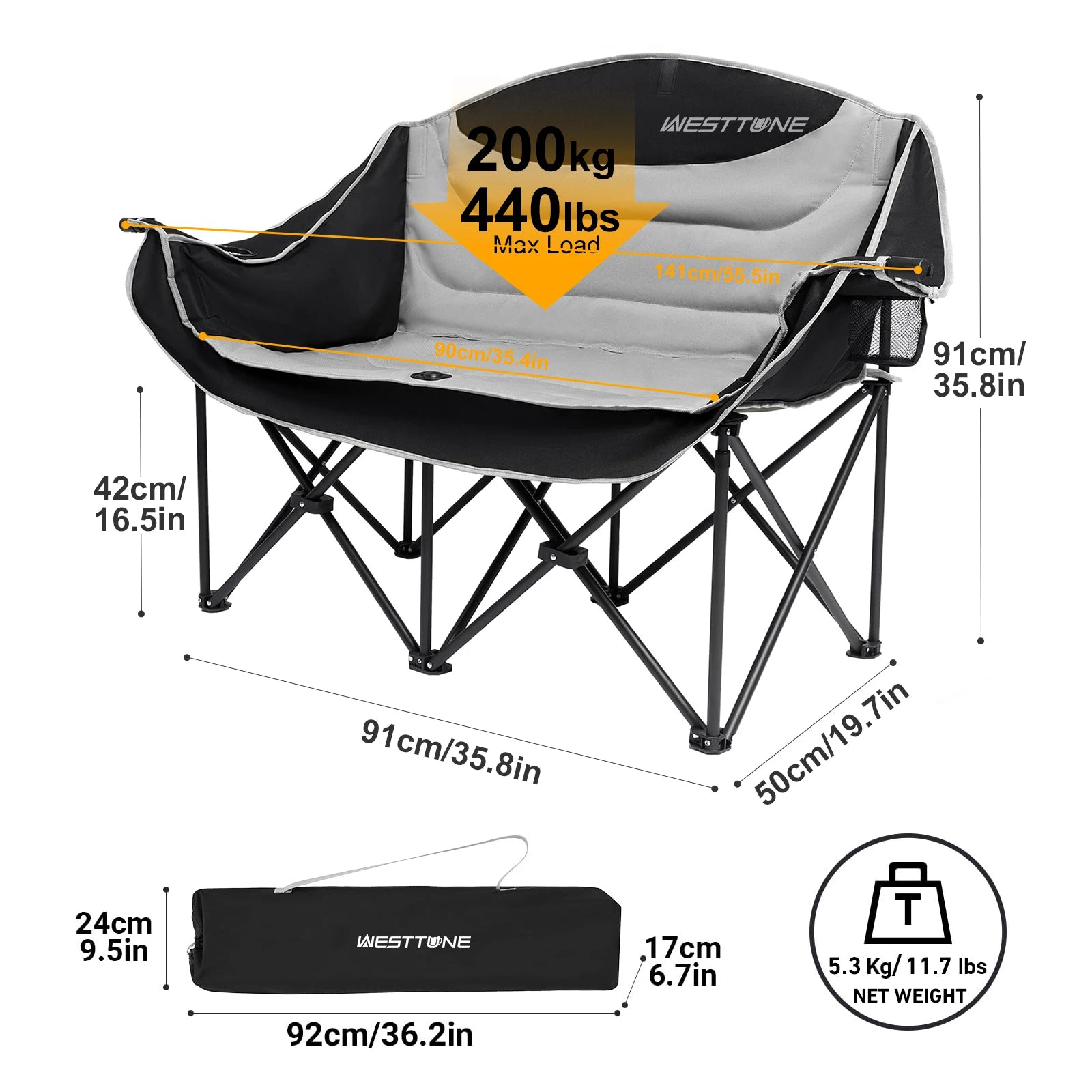 Heavy Duty Outdoor Garden Folding Chair 440 lbs