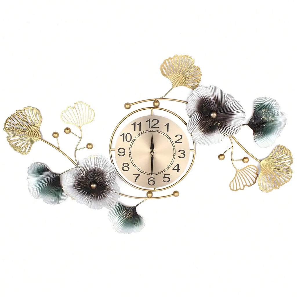 Large Luxury Ginkgo Leaf Mute Wall Clock