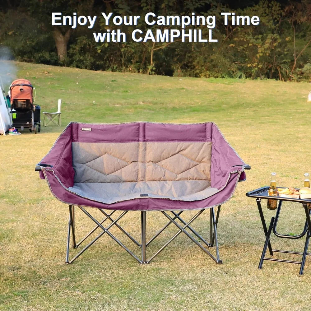 Heavy Duty 2 Person Folding Loveseat Camp Couch