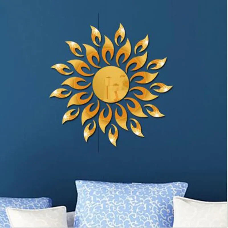 Mirror Sun Flower Art Removable Wall Sticker