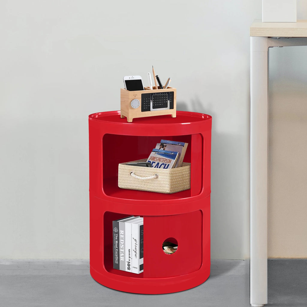 Red Round Cabinet ABS Compact Lightweight
