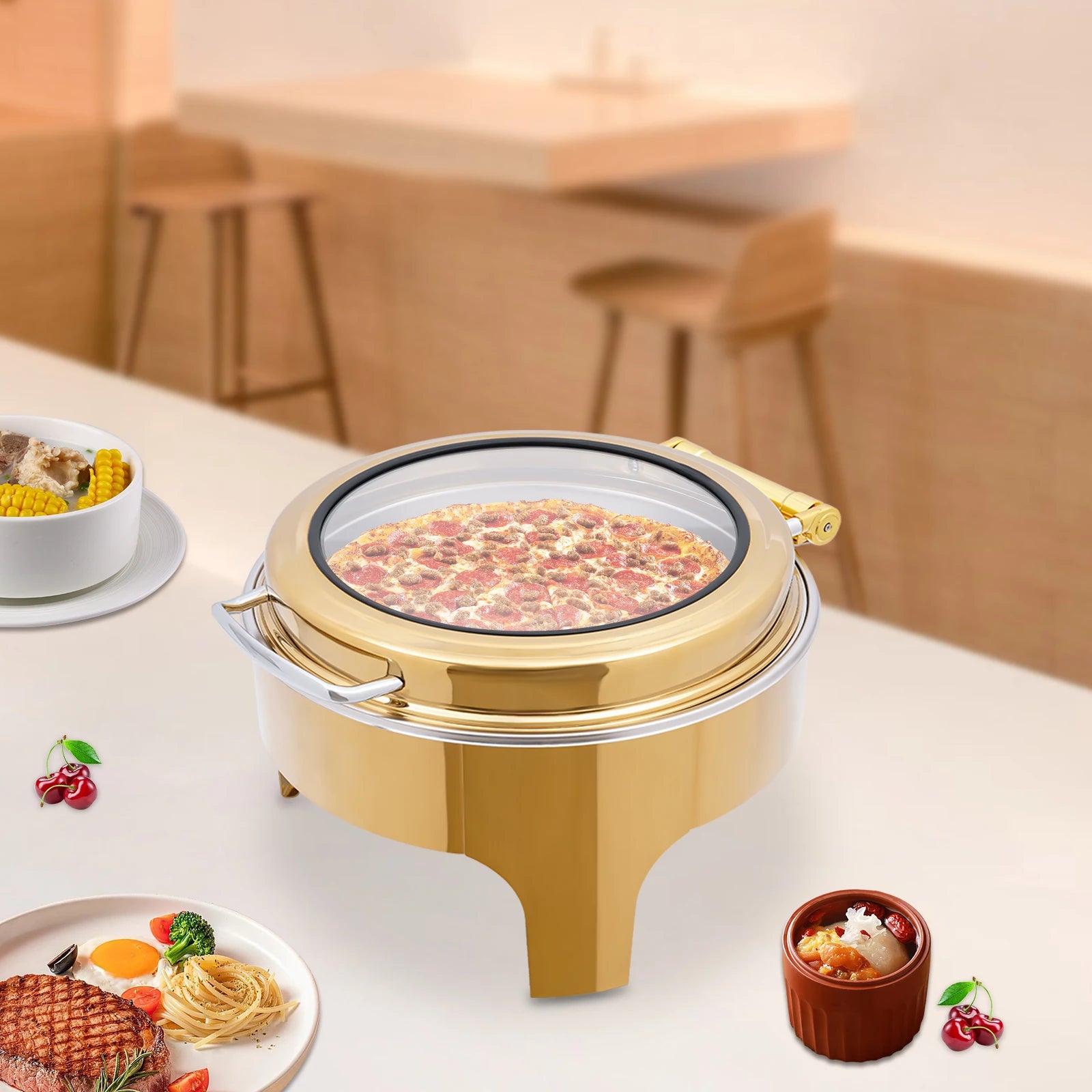 Modern Golden Chafing Dish Glass Lid