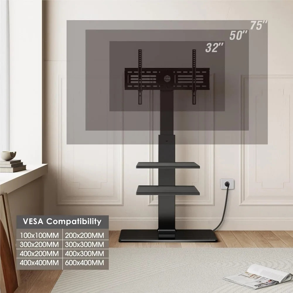 Universal Tall TV Floor Stand with Power Outlet