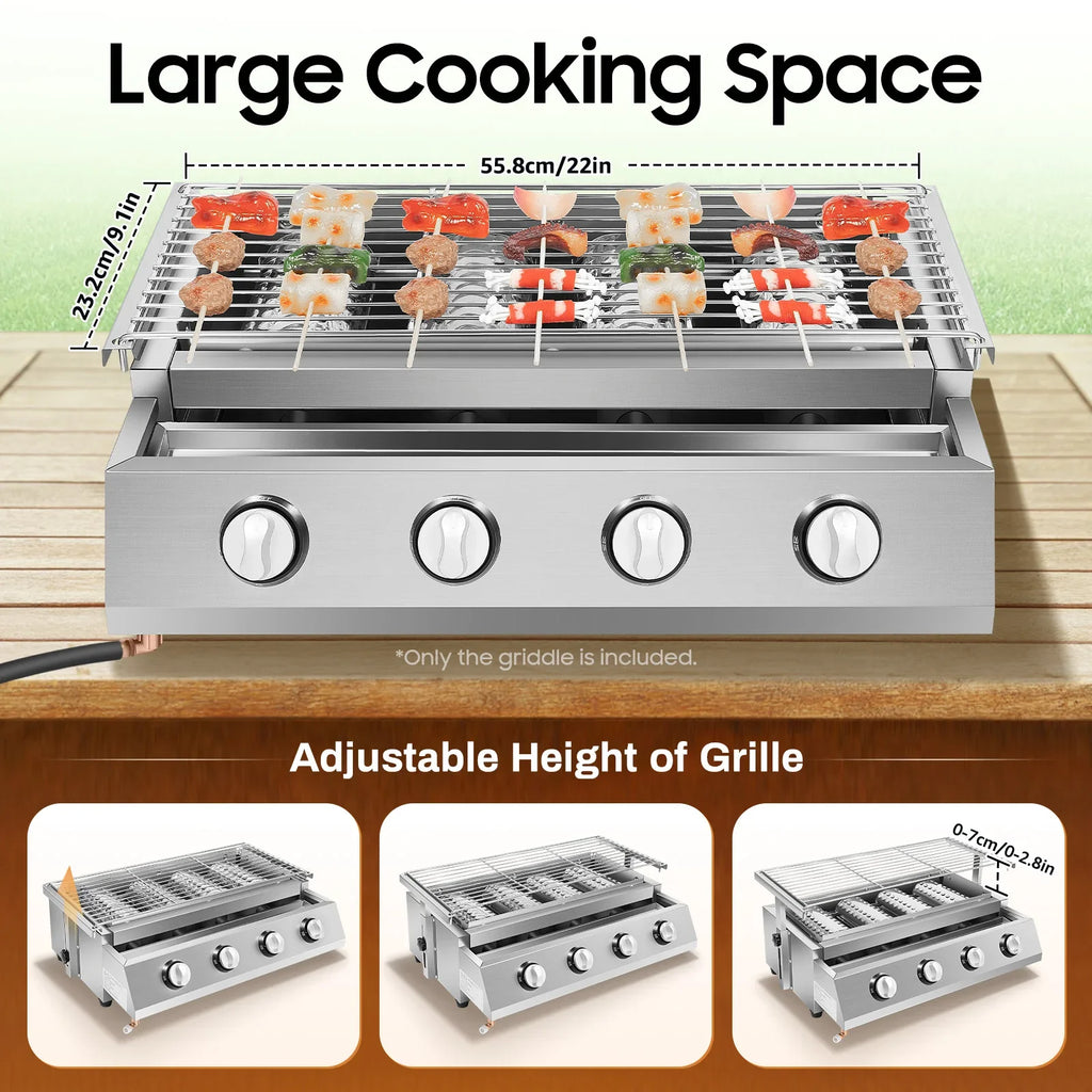 Garden BBQ Gas Grill 4 Burners Adjustable