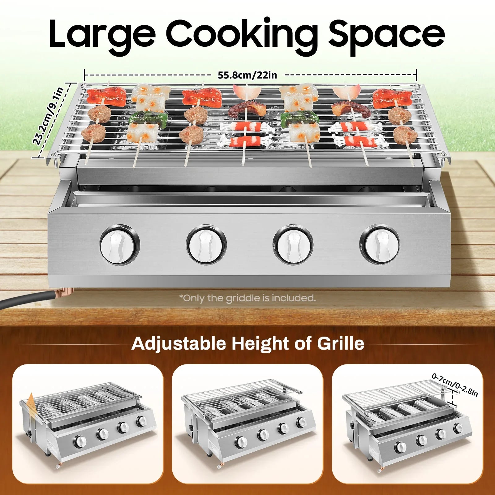 Garden BBQ Gas Grill 4 Burners Adjustable