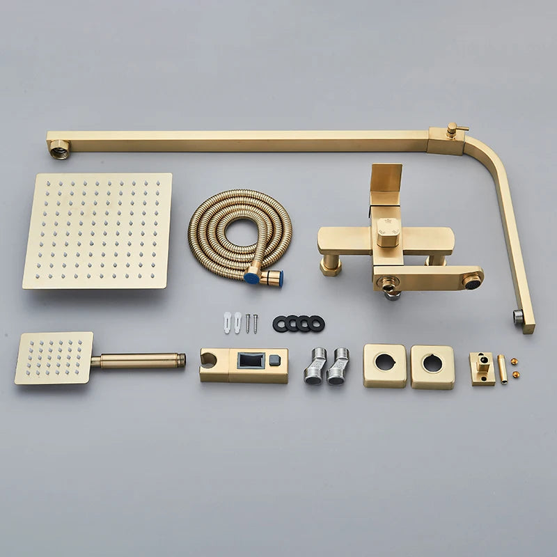 Bathroom 8" Rainfall Shower Faucet Bath Faucet Wall Mounted Swivel Bath Spout Shower Mixer Tap Shower Faucet Shower Set Mixer