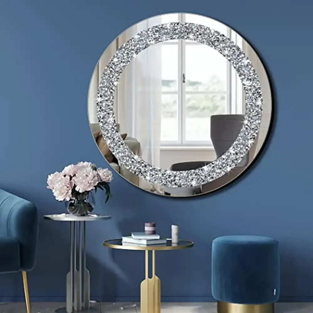 Luxury Crystal Crush Diamond Silver Mirror