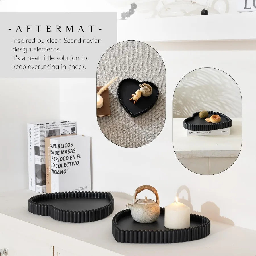 Heart Shaped Tray Concrete Black