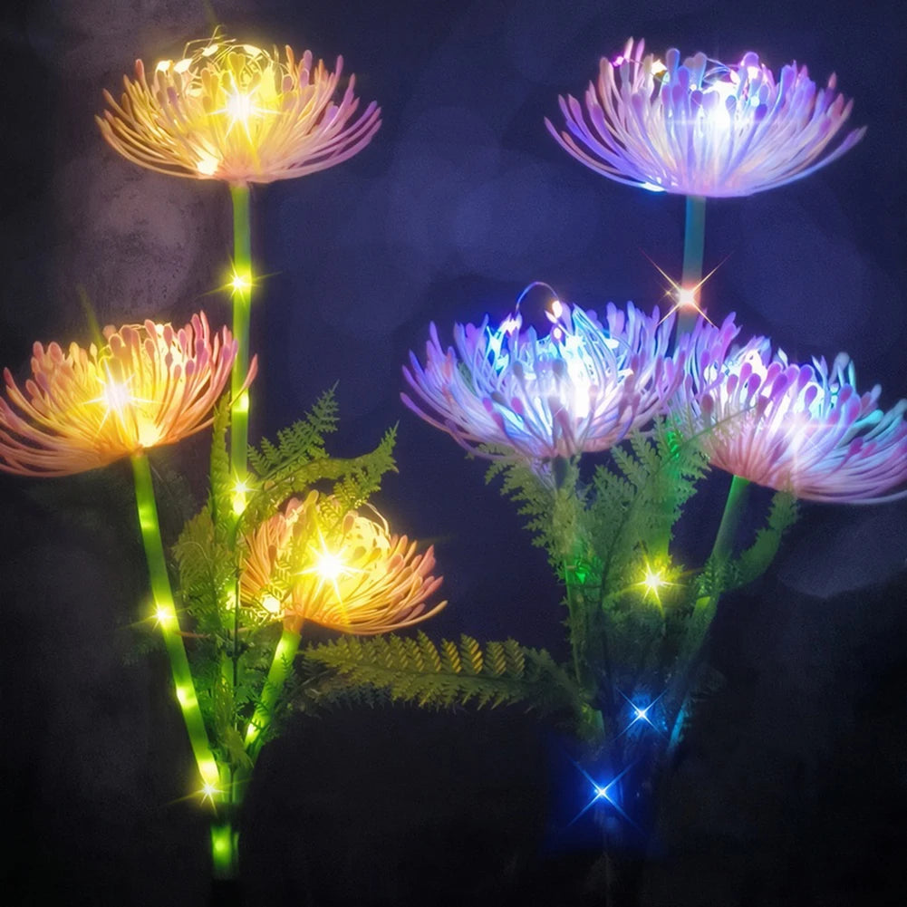 2Pcs Solar Garden Lights Glowing Flowers