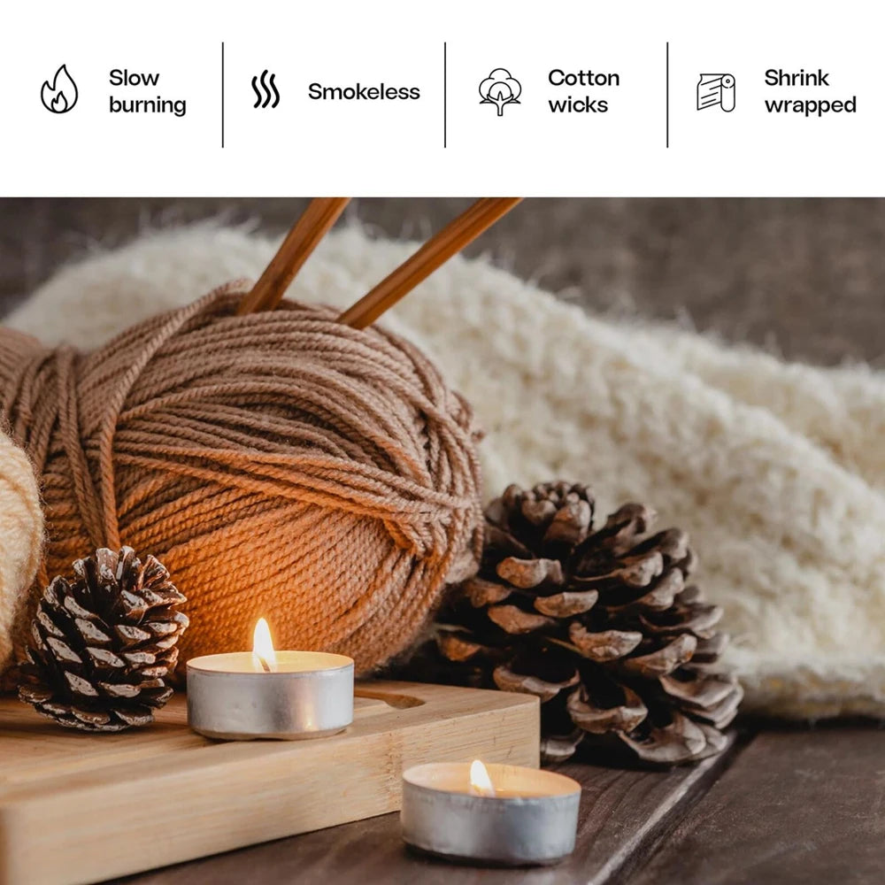 200 White Unscented Tea Candles 4 Hours Dripless