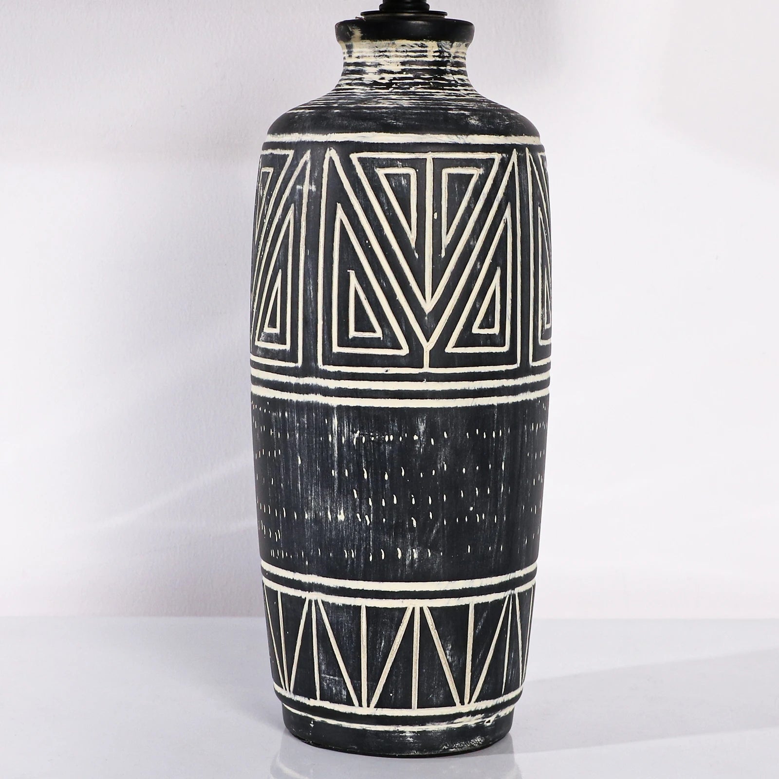 Carved Geometric Ceramic Table Lamps