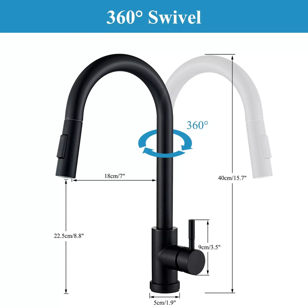 Black Pull Out Sensor Kitchen Faucet Touch Control Faucet 2 Function Mixer For Sink Tap Sprayer Single Handle Mixer Tap