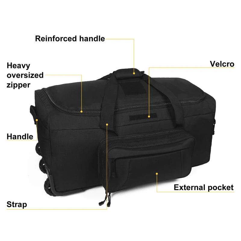 Large Heavy Duty Rolling Travel Suitcase