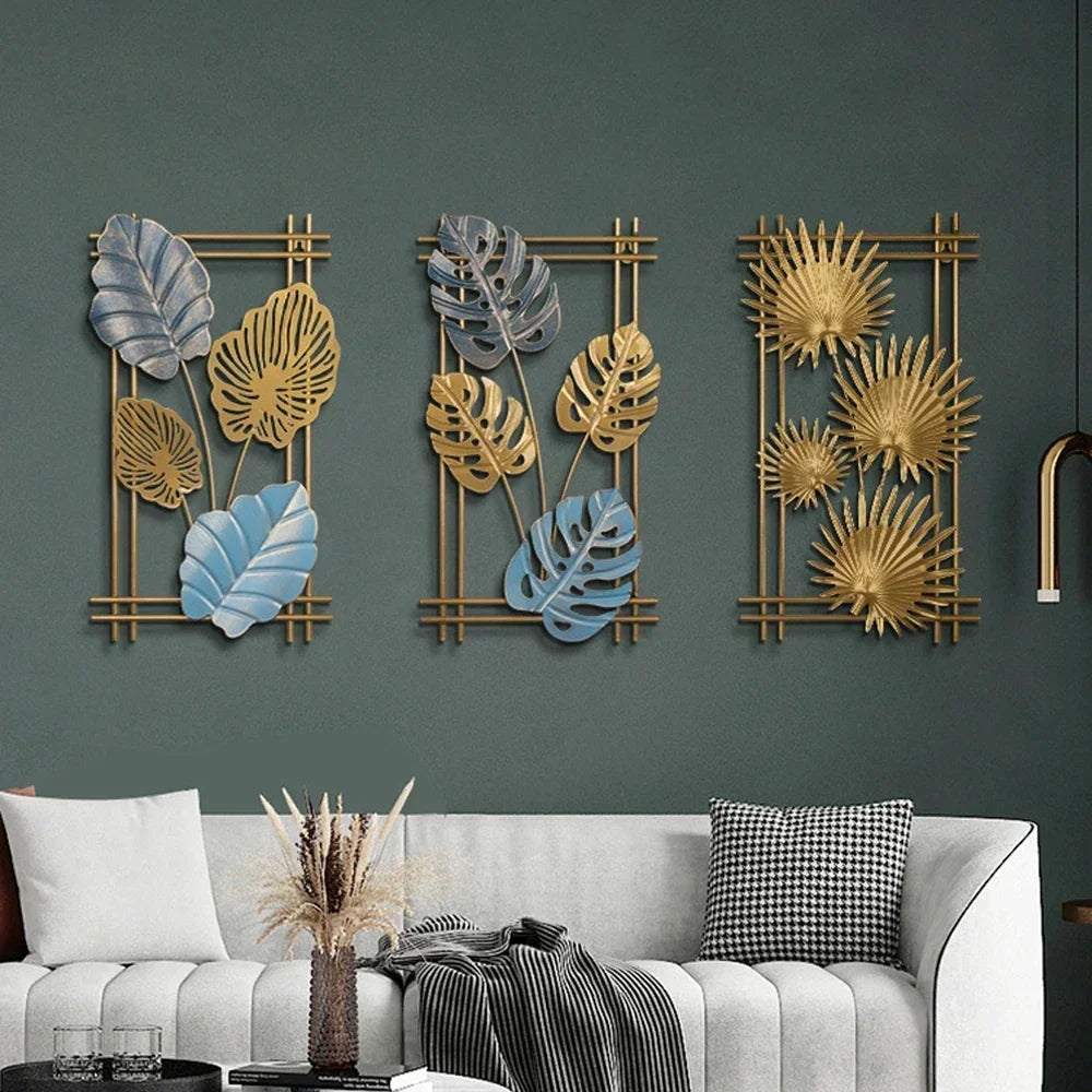 Nordic Retro Metallic Ginkgo Leaf Art Home