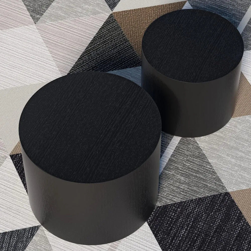 Modern Round Matte Black Wooden Tables