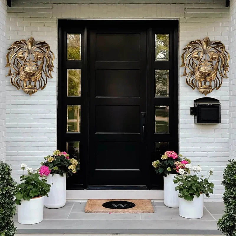 Art Sculpture Resin Lion Head Wall Hanging