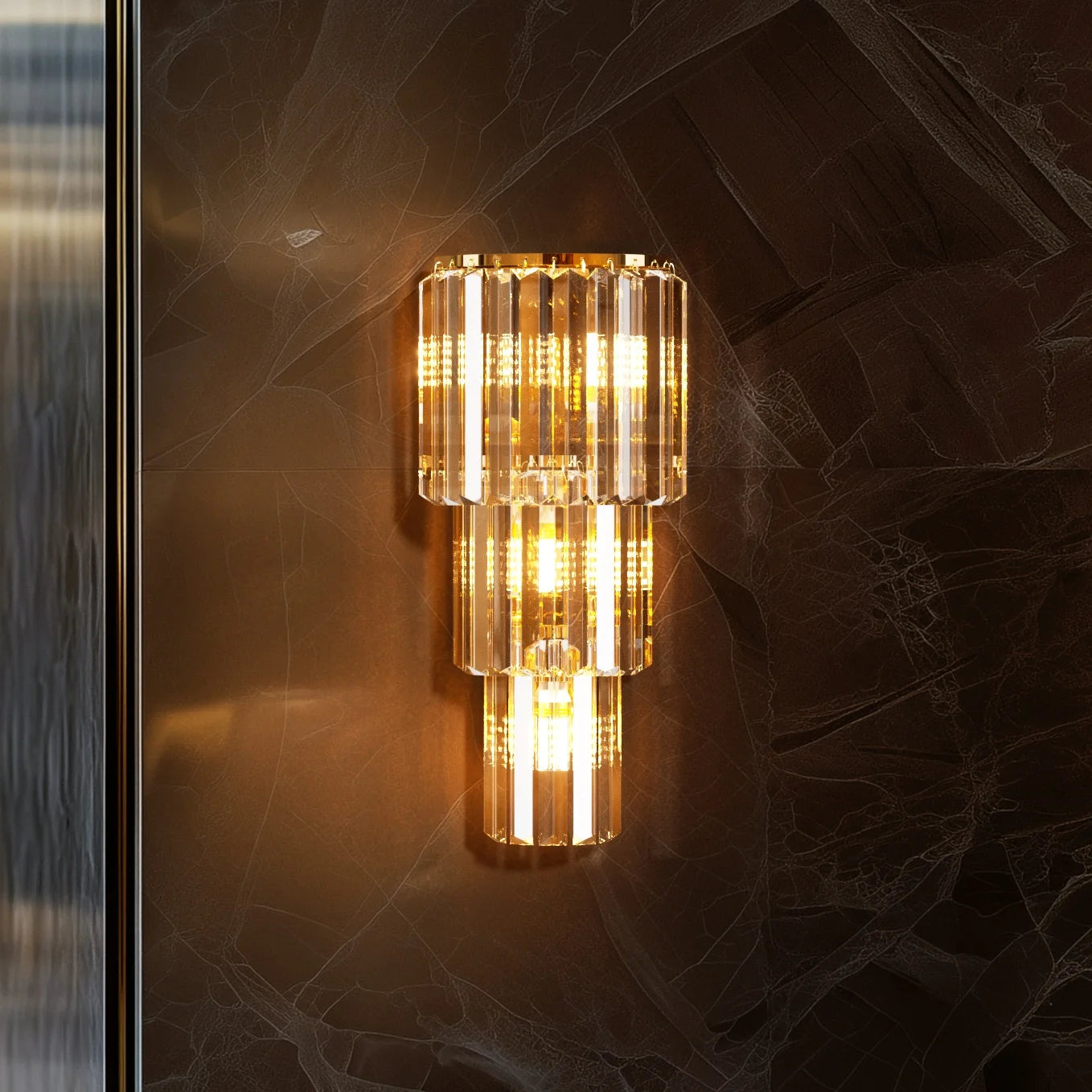 Modern 3-Layer Wall Crystal Sconce