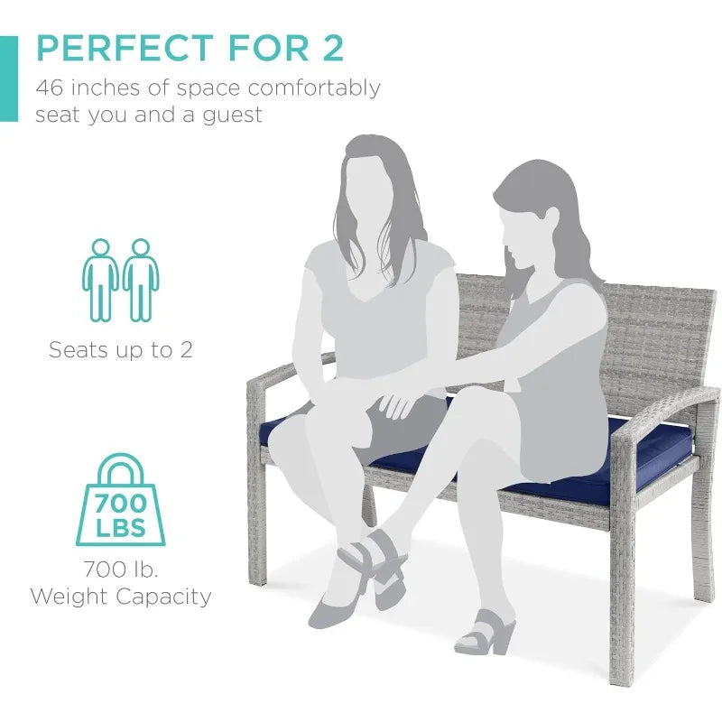 2-Person Wicker Garden Patio Bench 700lbs