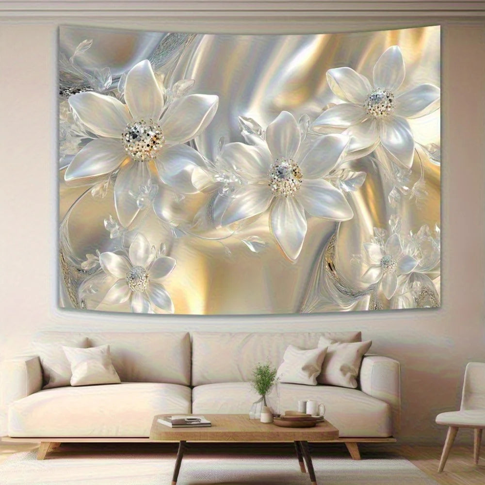 Elegant Magnolia Polyester Wall Tapestry