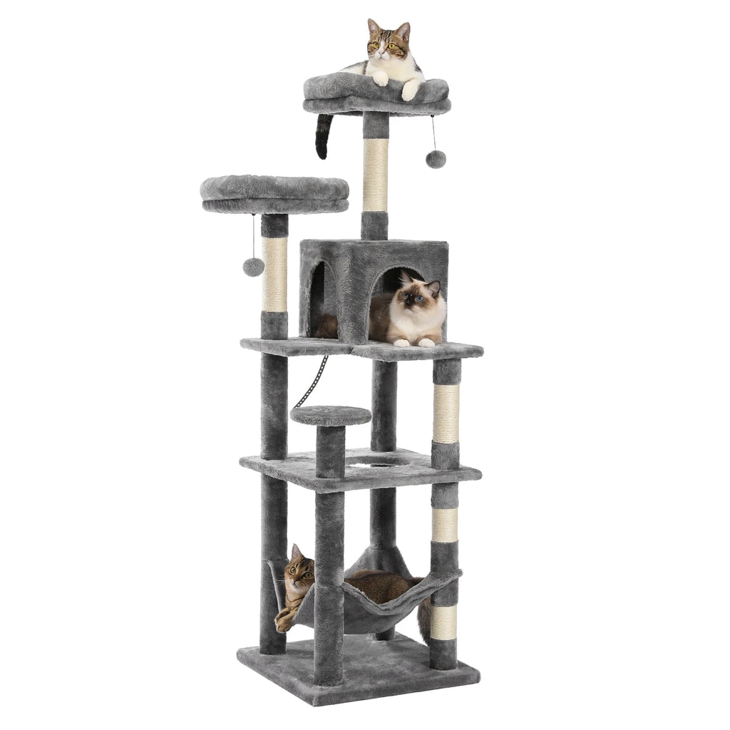 Tall Plush Cat Tower Multi-Level