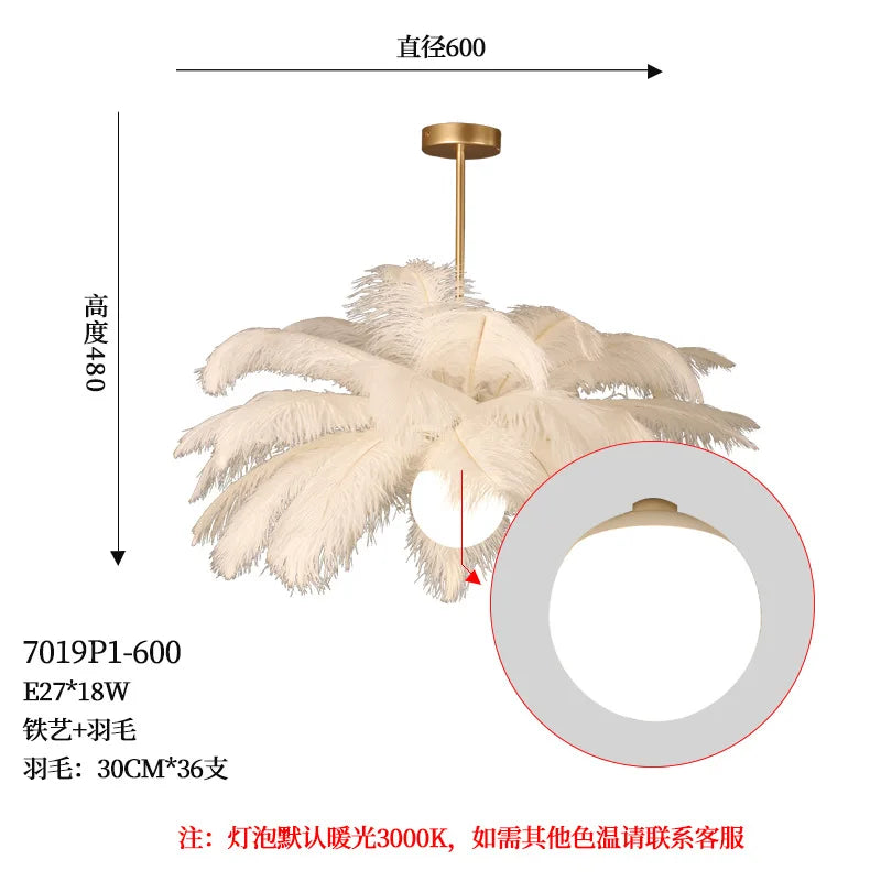 Ostrich Feather Led Lighting Chandelier