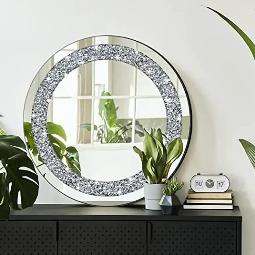 Luxury Crystal Crush Diamond Silver Mirror