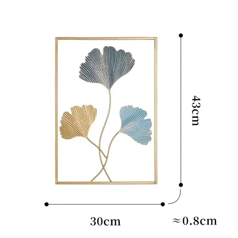 Nordic Retro Metallic Ginkgo Leaf Art Home