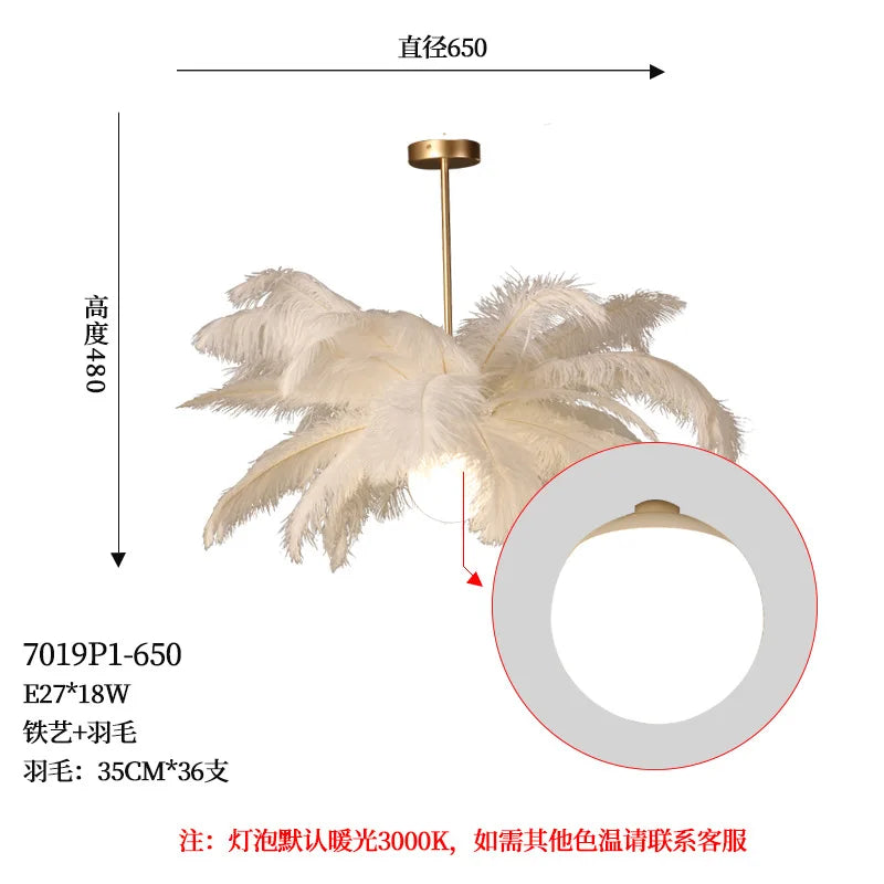 Ostrich Feather Led Lighting Chandelier