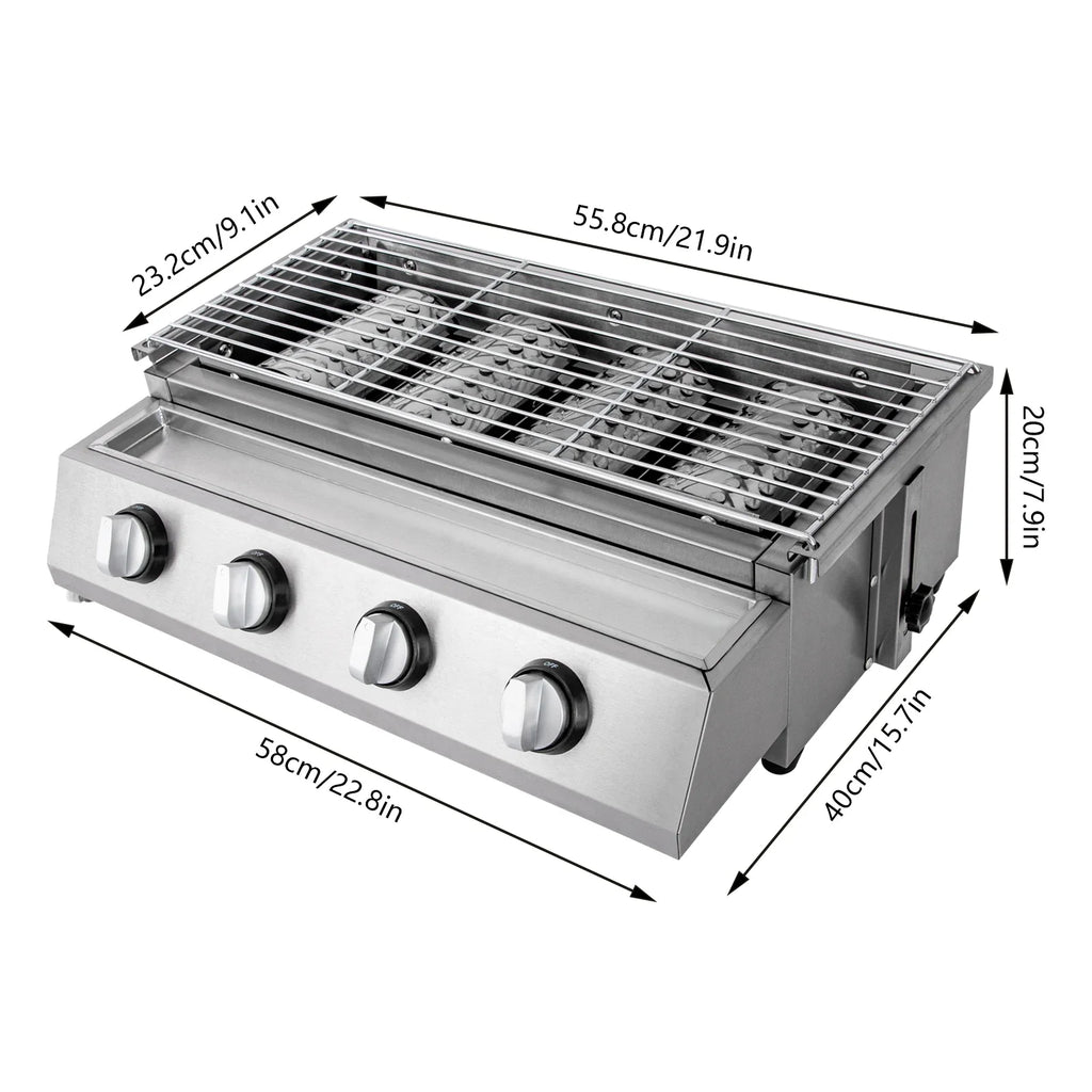 Garden BBQ Gas Grill 4 Burners Adjustable
