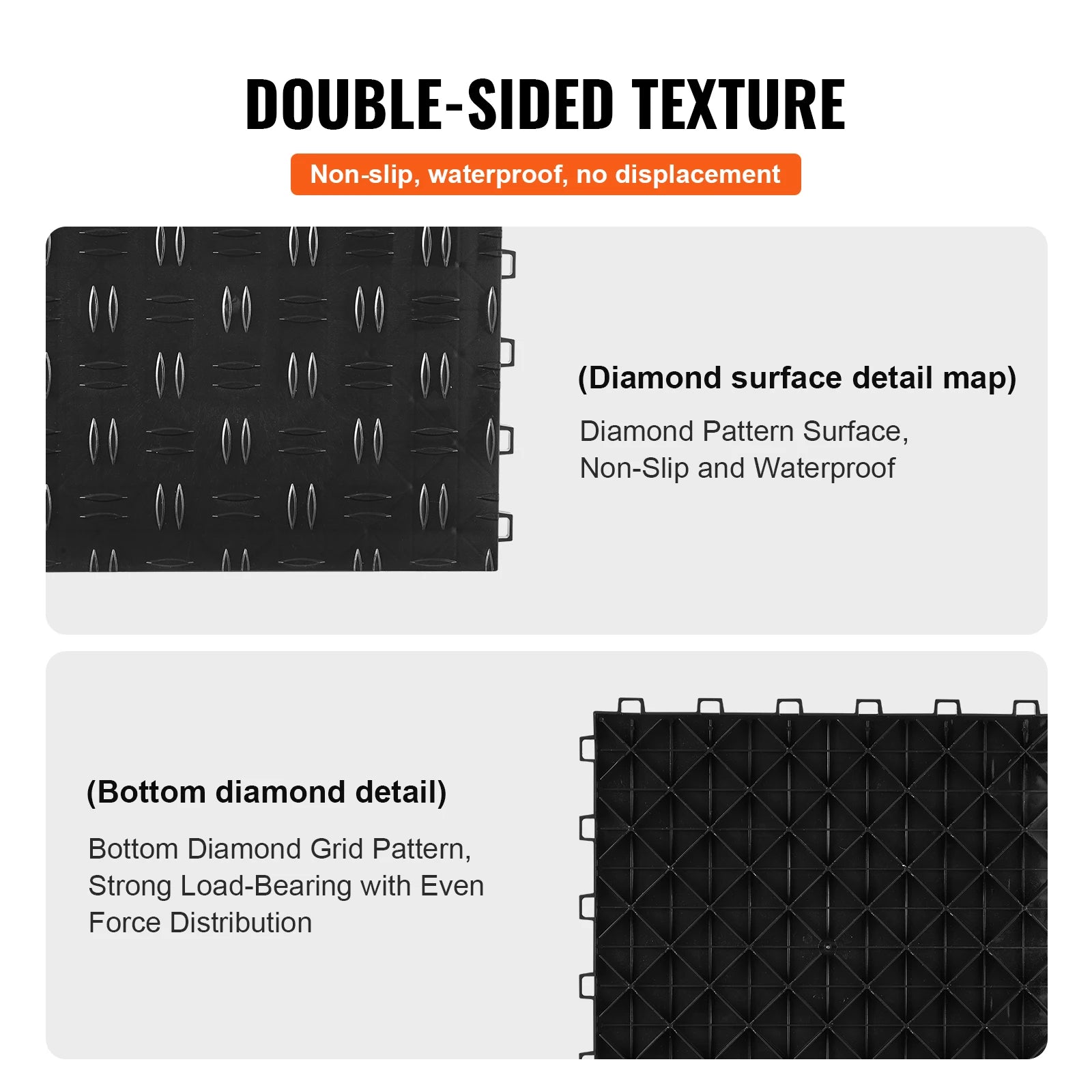 Garage Tiles Interlocking 12in 25/50Pcs Garage Floor Covering Tiles Non-Slip Double-Sided Texture for Garages Repair