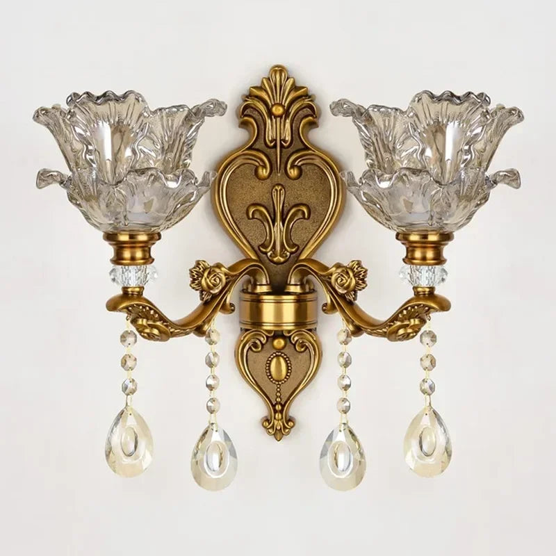 European Style Retro Crystal Glass Wall Lamp
