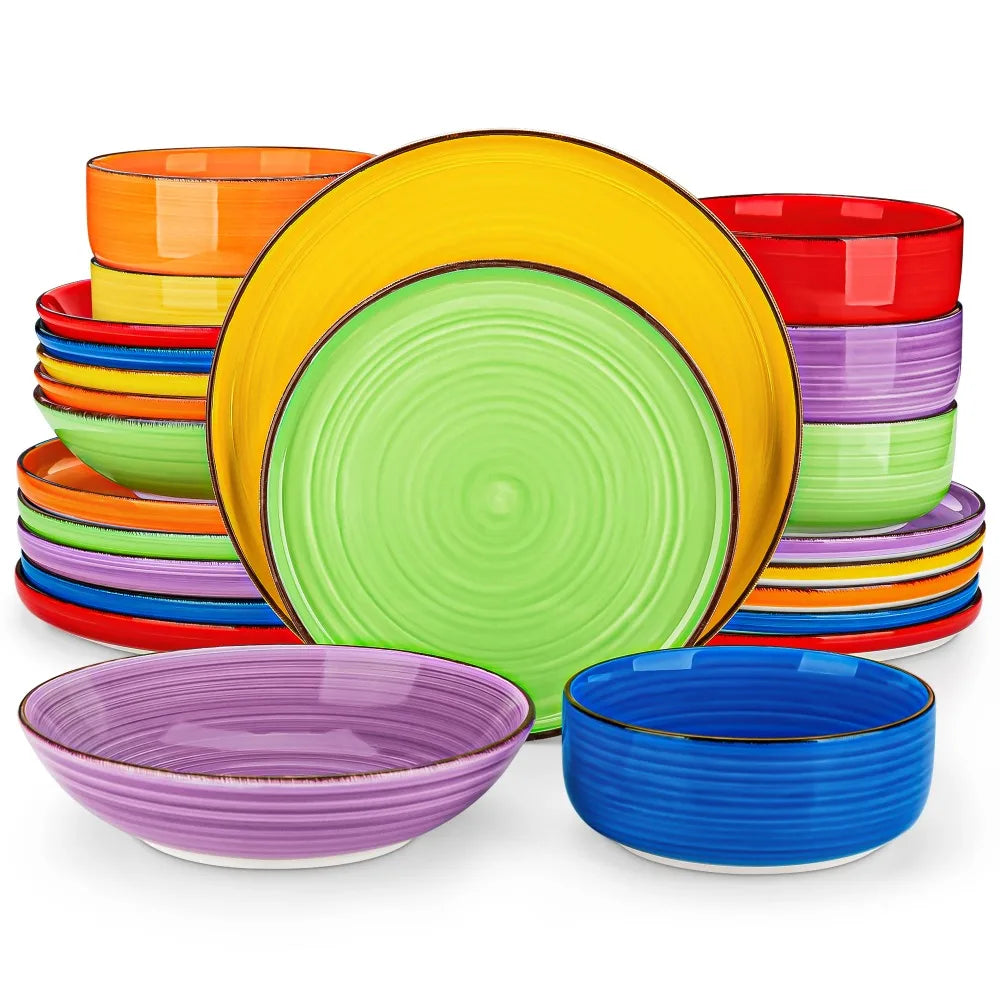 Ceramic Tableware Set Mix-Color Handpainted Spirals