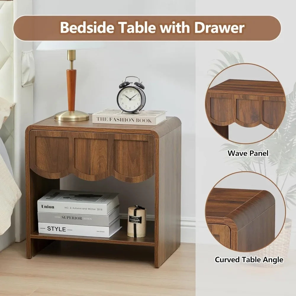 Mid Century Modern Farmhouse Wood Nightstand