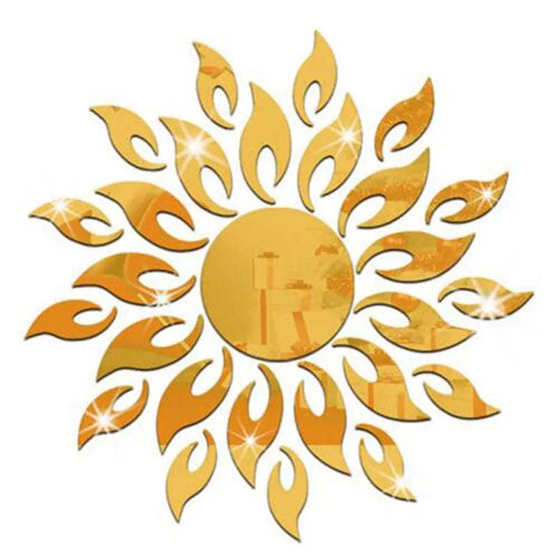 Mirror Sun Flower Art Removable Wall Sticker