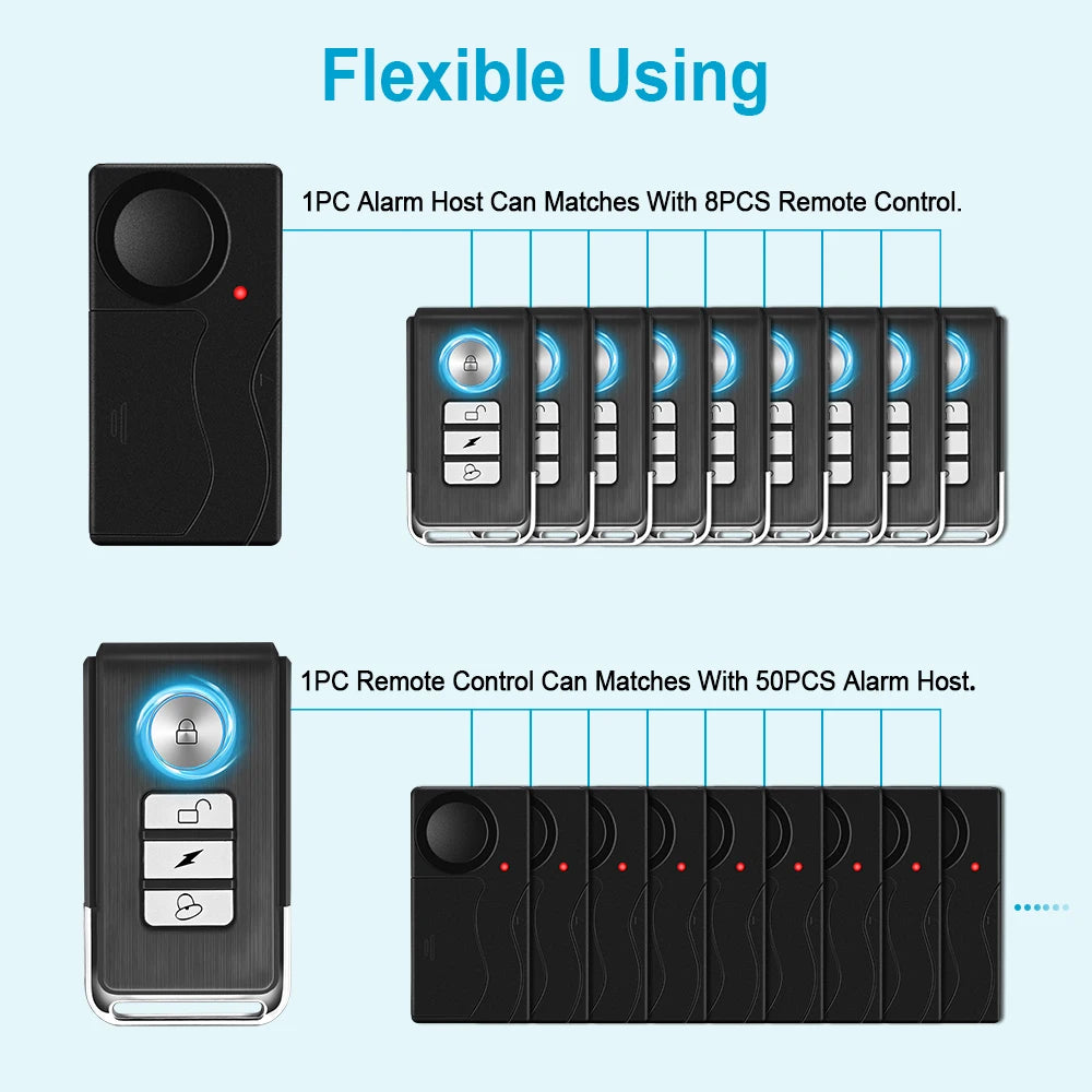 Vibration/Motion Anti-Theft Alarm Remote 110dB Loud