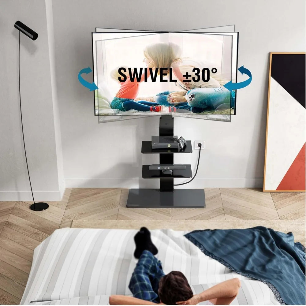 Universal Tall TV Floor Stand with Power Outlet