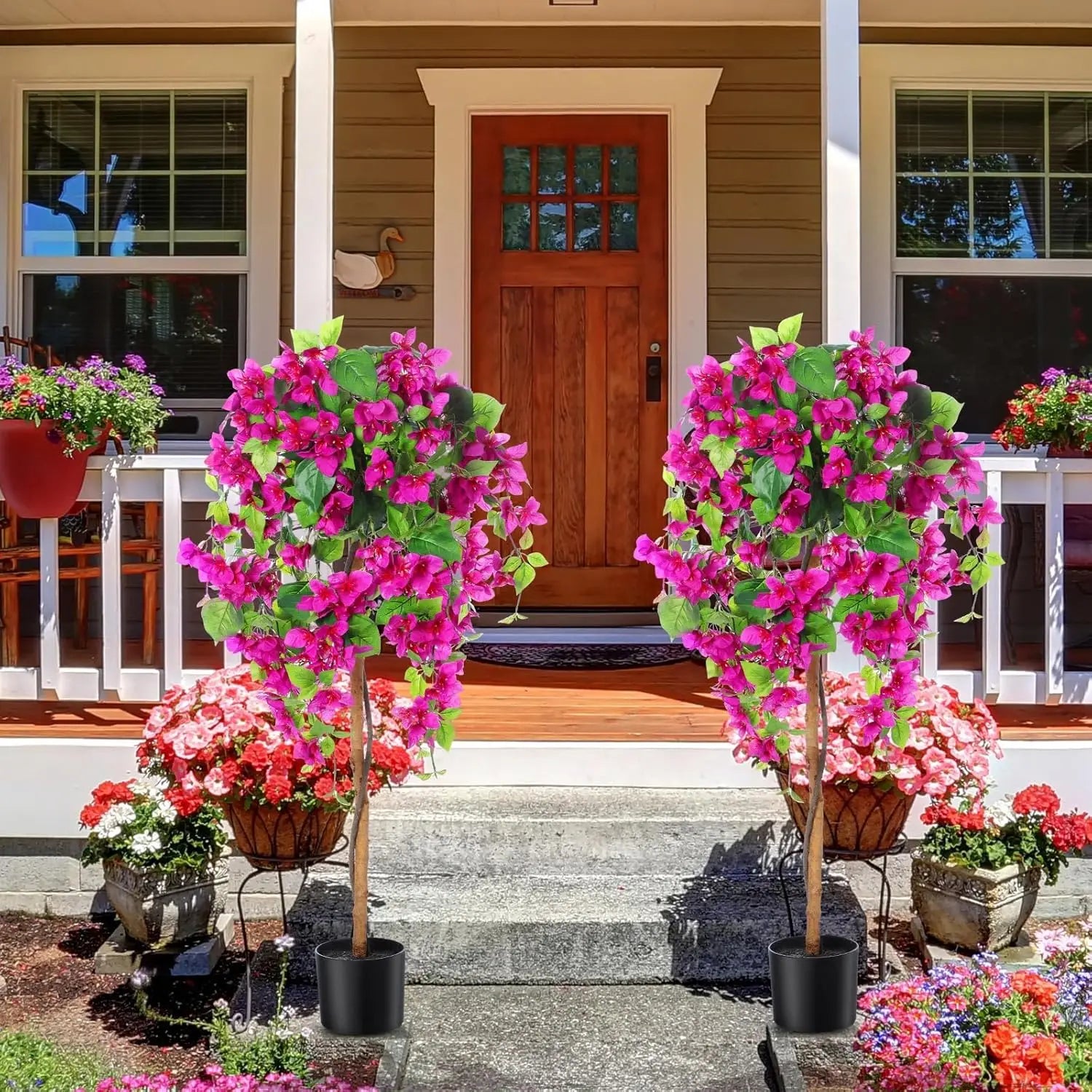 4ft Artificial Bougainvillea Tree with Flowers 2pcs