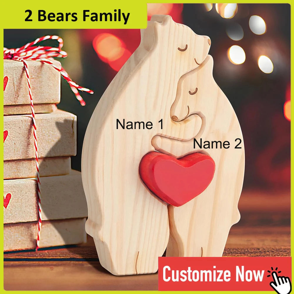 Personalized Custom Bear Family Wooden Puzzle